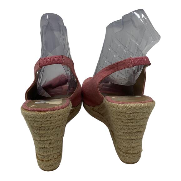 Talbots pink canvas wedge peep toes slingback sandals size 8.5 - Picture 4 of 9